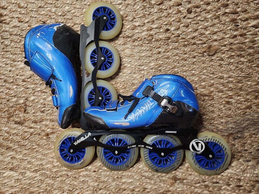 Vanilla Carbon Inline Speed Skates Blue Men's 7 Women's 8 Roller Blades